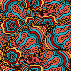 Seamless doodle paisley pattern