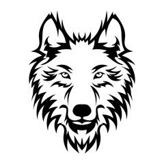 Beautiful wolf tattoo.Vector wolf's head as a design element on isolated background