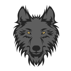 Beautiful wolf tattoo.Vector wolf's head as a design element on isolated background