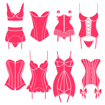 Set of vintage lingerie elements