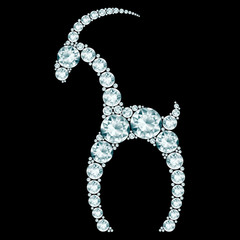 Diamond goat composition on black background