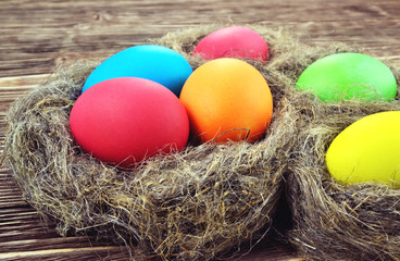 Photo painted in different colors Easter eggs