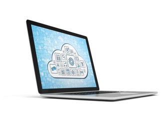 Naklejka premium 3d rendering of a laptop with cloud concept