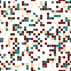 Vector seamless pattern. Geometric seamless pattern. Mosaic seamless pattern. Texture consisting of square elements. The pattern elements are arranged on a white background.  In color.