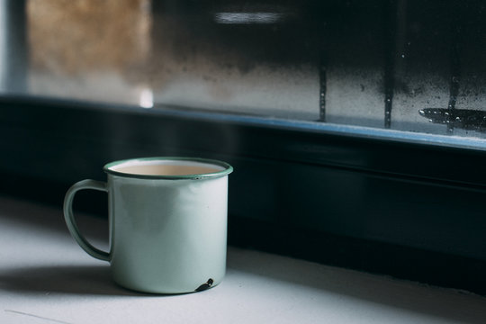 Vintage Tea Mug in a Winter Morning