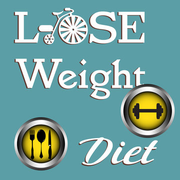 Abstract colorful background with the text lose weight, diet written with white letters over a blue background