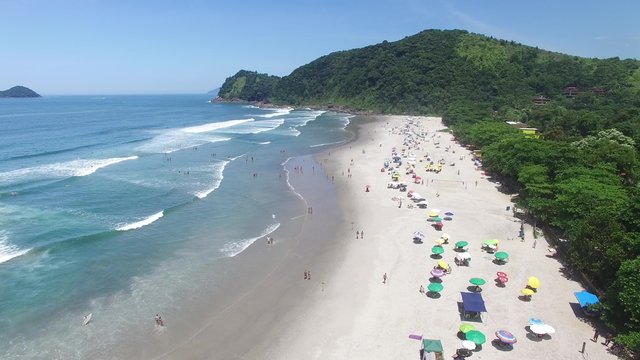 Aerial View of Camburi and Camburizinho Beach, Sao Paulo, Brazil