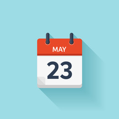 May 23 . Vector flat daily calendar icon. Date and time, day, month. Holiday.