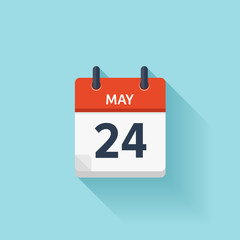 May  24. Vector flat daily calendar icon. Date and time, day, month. Holiday.