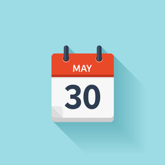 May  30. Vector flat daily calendar icon. Date and time, day, month. Holiday.