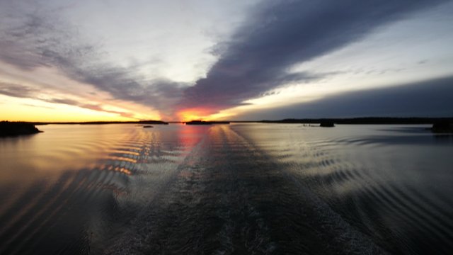 pan up of baltic sea at beautiful sunrise