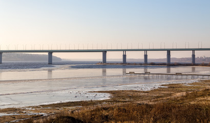 Kineshemsky bridge over the river Volga. Kineshma. Russia