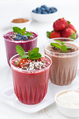 Assorted milkshakes - strawberry, chocolate and blueberry