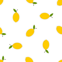 Lemons on a white background. Seamless vector background