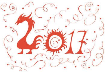 Chinese New Year 2017 /symbol of the Chinese New Year 2017 - Red fire cock with fireworks