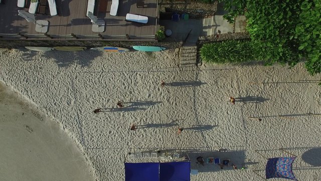 Top View of Guys Playing Soccer in Sand, Rio de Janeiro, Brazil