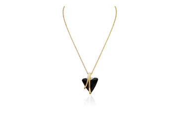 Trendy Trillion Cut Black Onyx Necklace in Yellow Gold with a Modern Setting