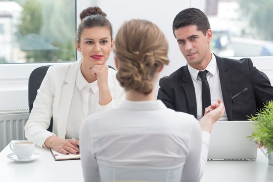 Applicant during job interview