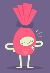 Happy Chocolate Easter Egg Looking at a Watch