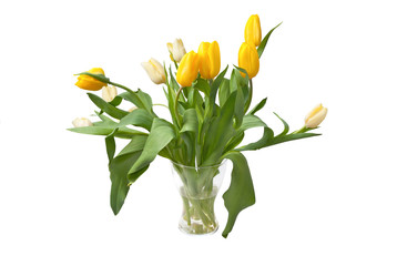 bouquet of yellow tulips in vase