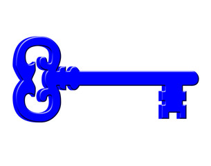 Blue key on white background