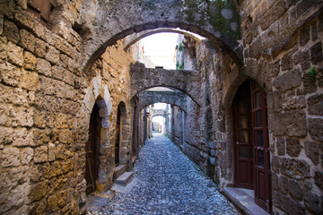 Fototapeta na wymiar Old town streets, Rhodes Greece