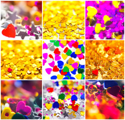 Sparkling holiday vibrant backgrounds collage.