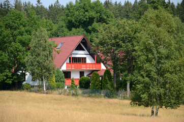 House on the edge of the forest - obrazy, fototapety, plakaty