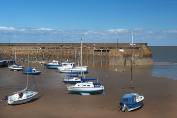 fishing boats at low tide, Penzance harbour, Cornwall, England