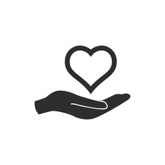 Heart in hand- vector icon.