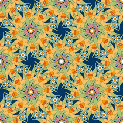 Fototapeta na wymiar Seamless floral ornament pattern background