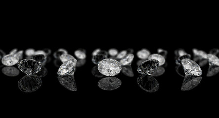 classic cut diamonds concept wealth, uniqueness, value. black background © tiero