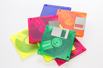 colorful floppy disk on white background