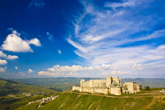 Syria. Crac des Chevaliers (Qal'at Al Hosn) - the most famous medieval Crusader fortress in the world - general view