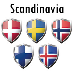 Fototapeta premium Nordic countries flags icons on white background