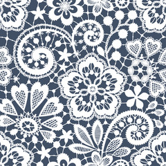 Blue Lace Seamless Pattern.