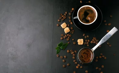 Rolgordijnen Koffiebonen en koffiepot © Belokoni Dmitri