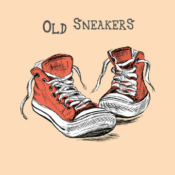 Vintage Sneakers Hand Drawn