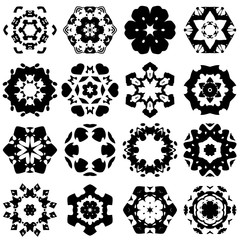 Set of 16 Hexagon star icon