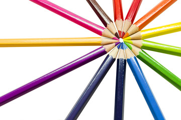 Fototapeta premium Colour pencils isolated on white background close up
