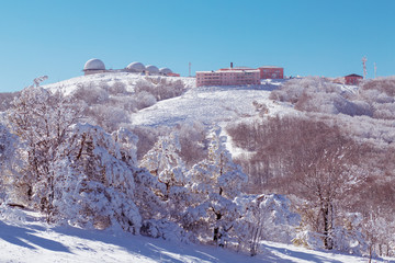 meteorological station high in the mountain