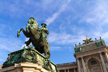 Fototapeta na wymiar Hofburg, statue of Eugen Savoyen, Vienna, Austria.