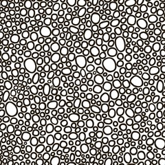 Cute seamless pattern with hand-drawn circles. Vector illustration can be copied without any seams. Monochrome abstract background for wallpaper, fills. Sea stones, pebbles.