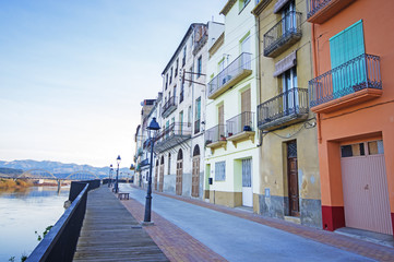 Fototapeta na wymiar Old street in Mora de Ebro.Catalonia.Spain