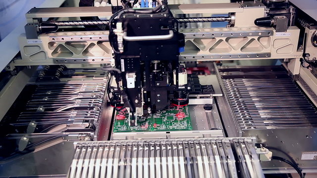 Automated Circut Board machine Produces Printed digital electronic board. Full HD.