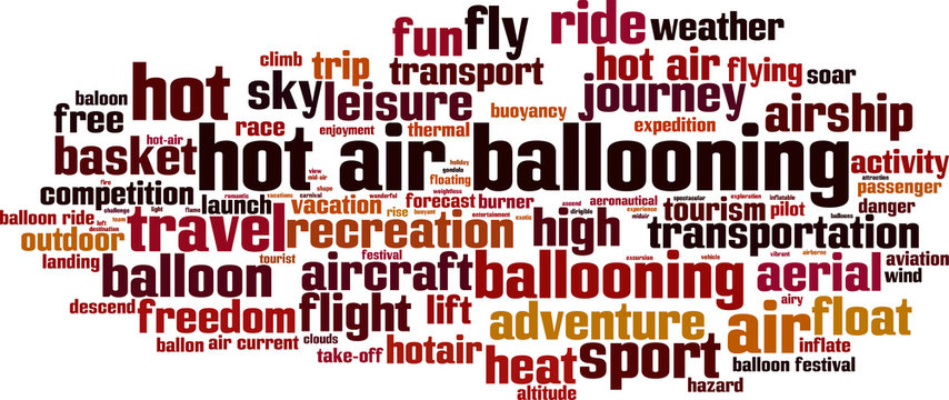 Hot air ballooning word cloud concept. Vector illustration