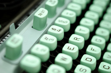 Typewriter Writing / Close-up of a vintage, retro typewriter.