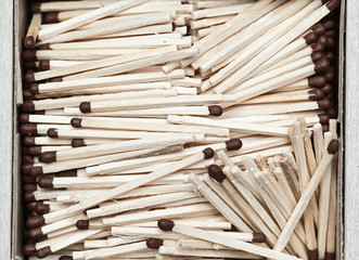 matchboxes. match close-up view from above