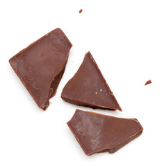slice of chocolate on a white background