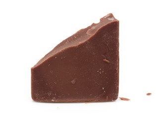 slice of chocolate on a white background